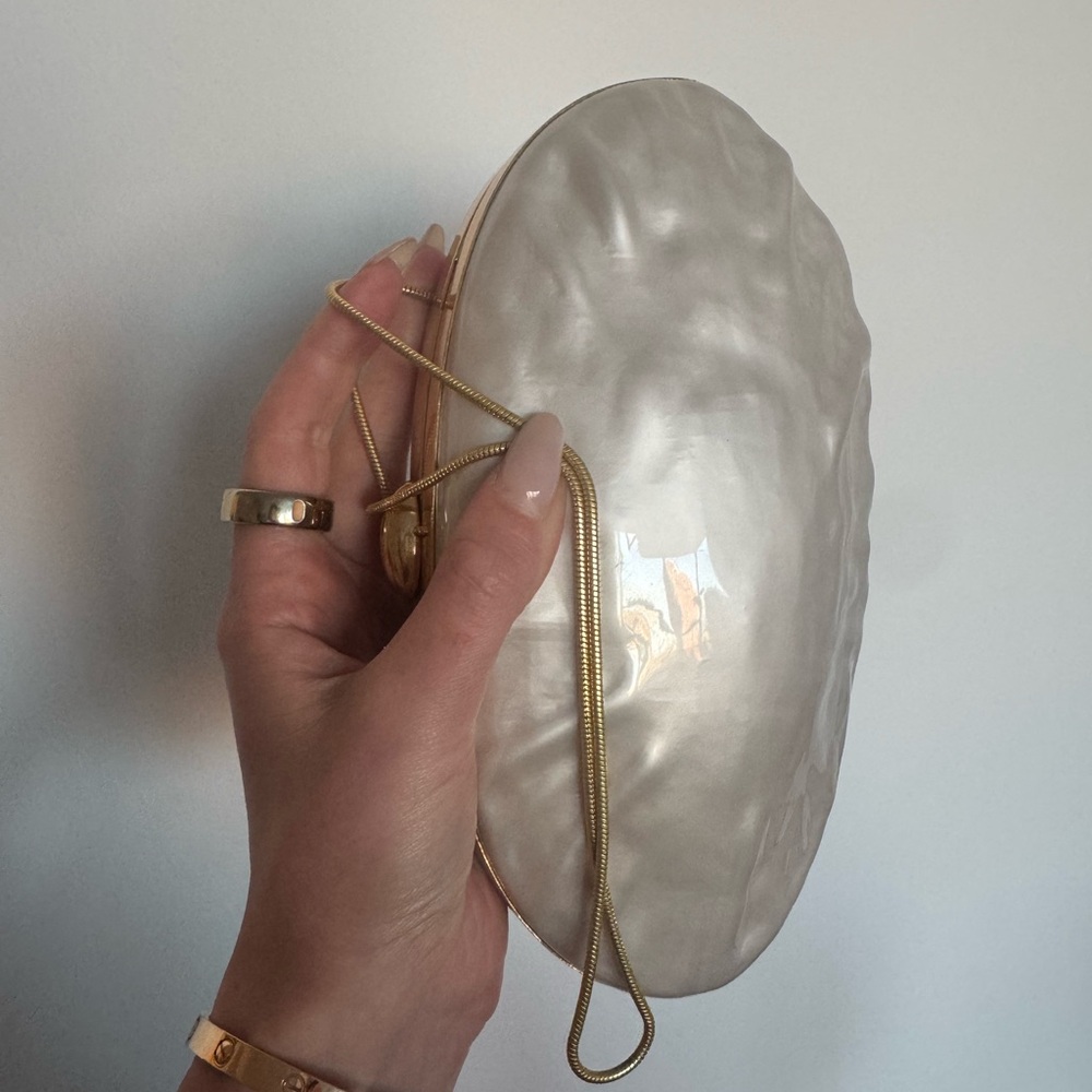 Elegant Pearl White Clutch Zara